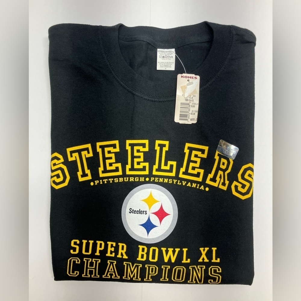 Pittsburgh Steelers Super Bowl XL Champs Men’s T-Shirt, M, Black/Gold🏈 - Picture 5 of 5